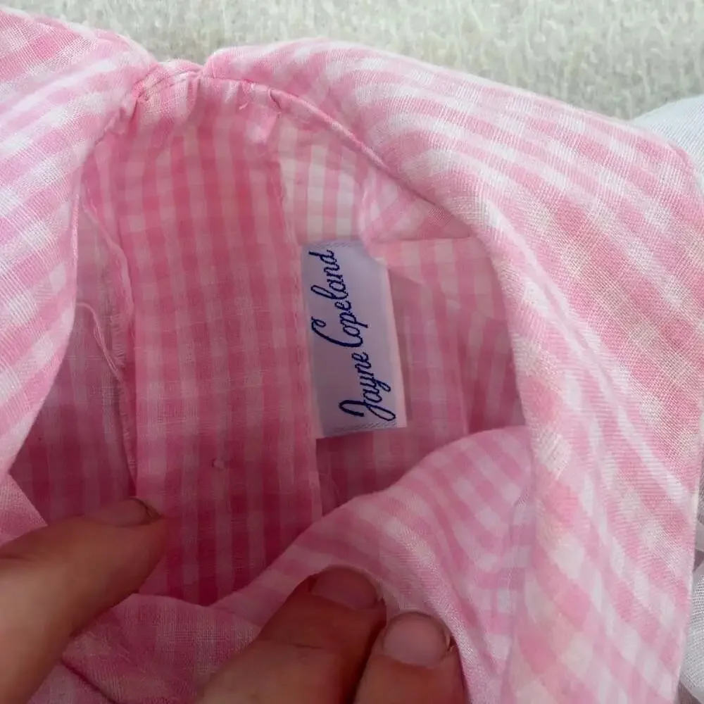 Vintage 1970's Pink Gingham Pinafore Apron Peter Pan Collar Prairie Dress 5T